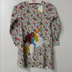 Mini Boden Multicolor Floral Dress with Horse Design